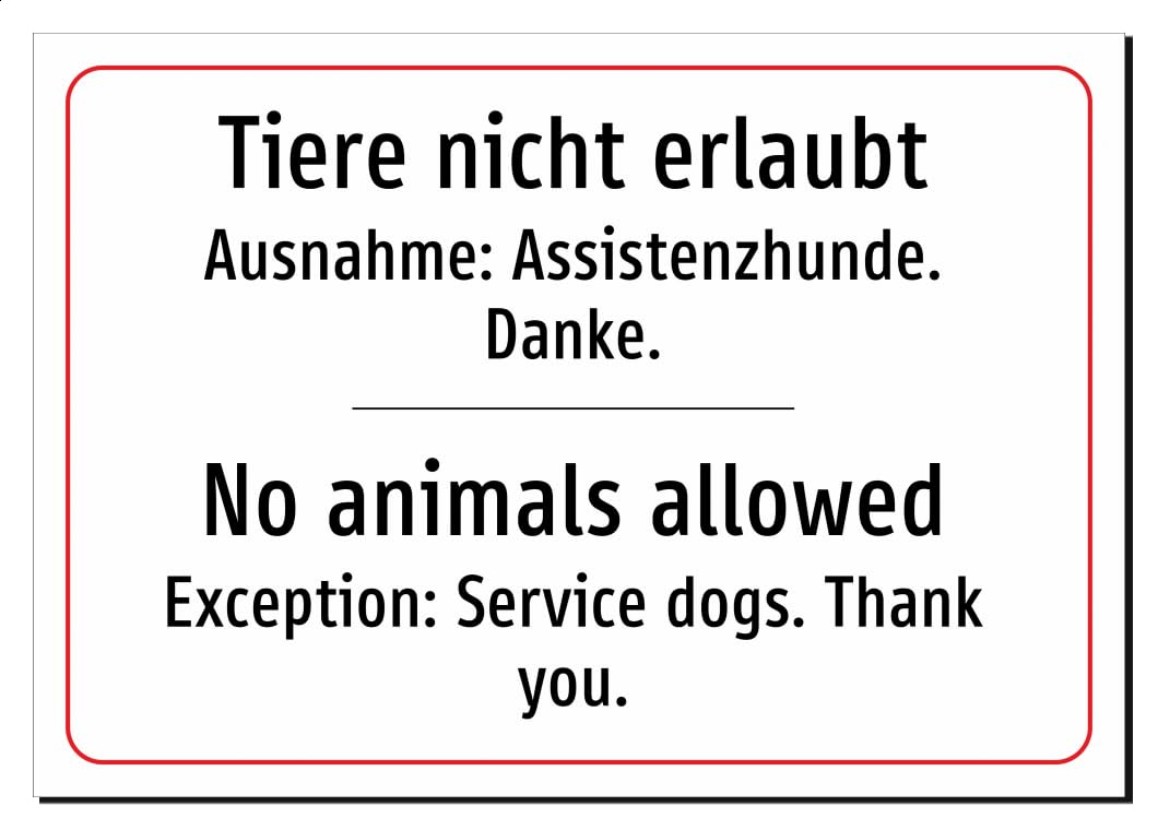 45139-DEEN-T-06 | Tiere nicht erlaubt Schild Deutsch Englisch