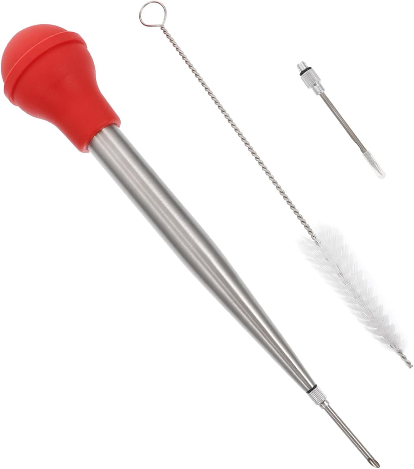 1set Meat Sauce Injection Tool Stainless Steel Turkey Injector Silicone Oil Tube for Bbq Marinade and Dishwasher to Clean