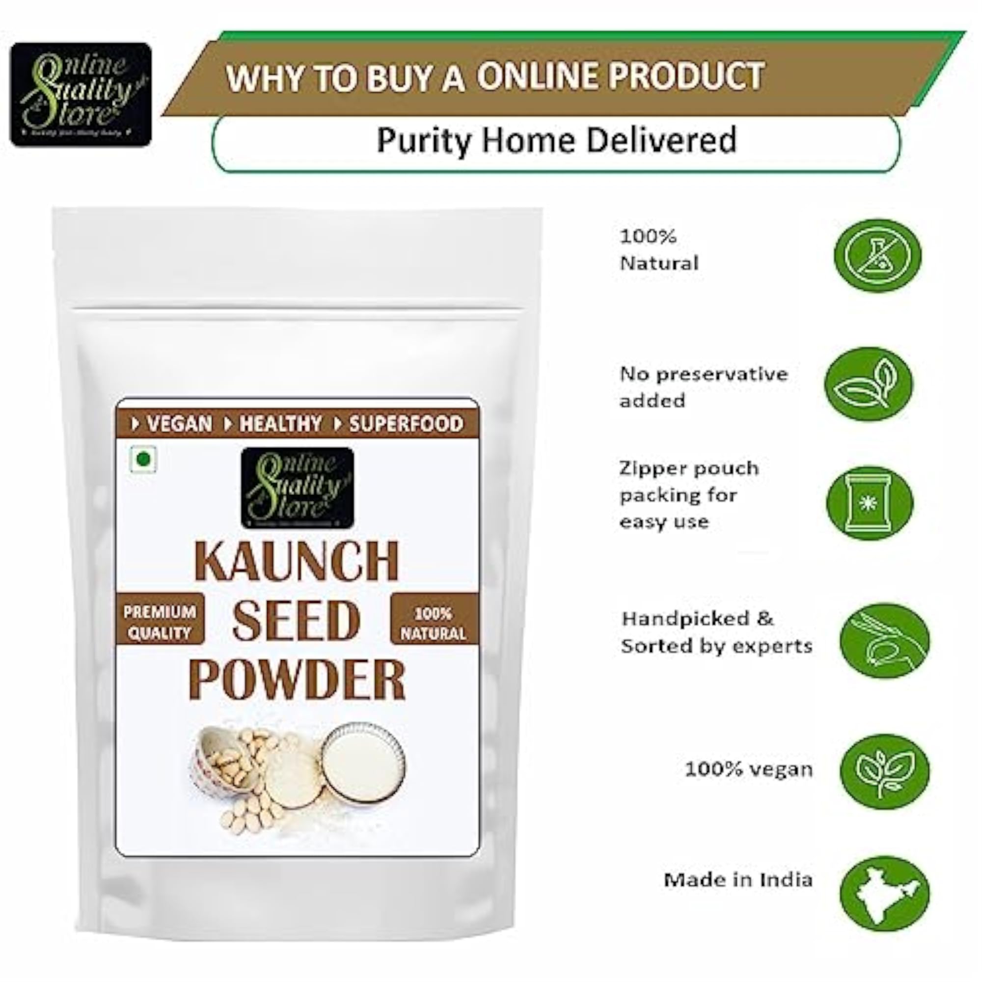 Kaunch Seeds Powder 100g for Vitality Boost