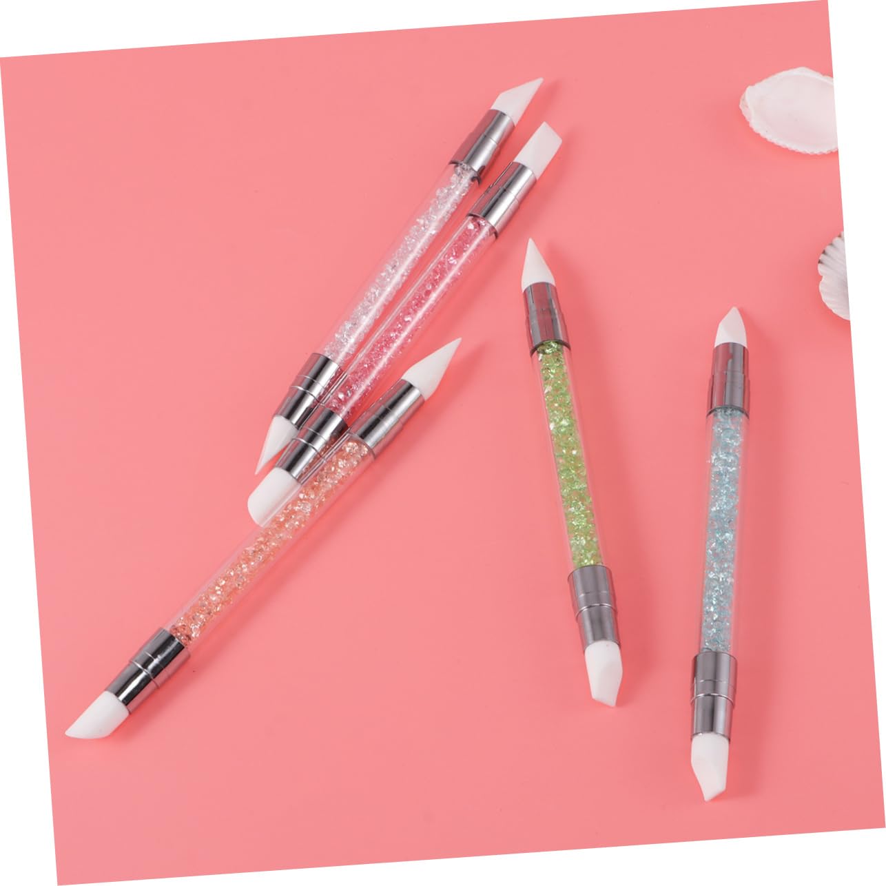 FRCOLOR 15pcs Dual-ended Dotting Pen for Nail Art Rhinestone-studded Silicone Nail Point Tools for Professional Home Manicure for and Charms