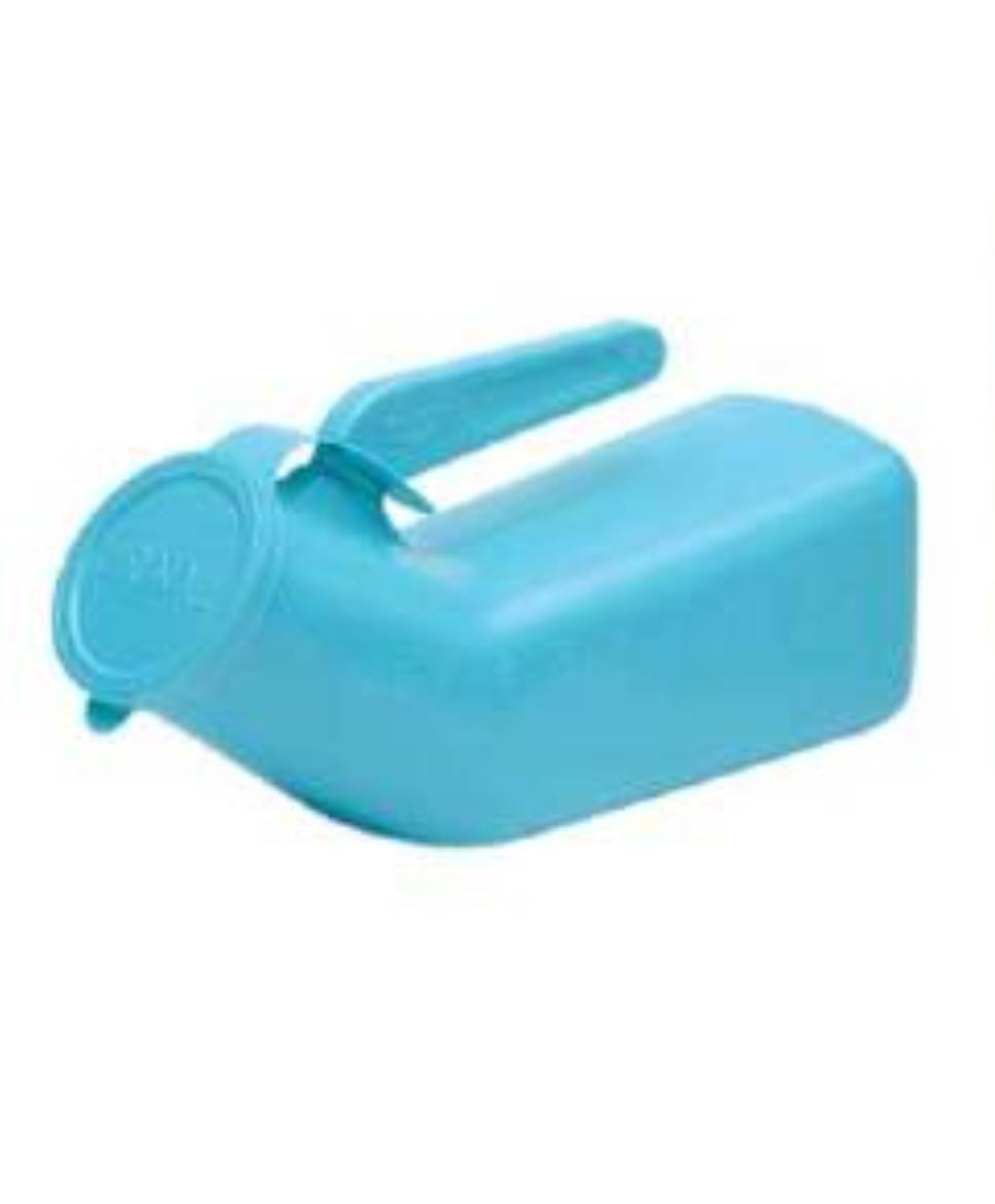 Medegen Roommates Sterilizable Blue Male Urinal With Cover & Handle 1 Quart 10 1/2 x 4 Inch - Model# 00095