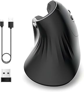 Ergonomic Vertical Mouse, 3200DPI Adjustable Optical Mouse with Silent Switch Design, Wired/Wireless Ergonomic Mouse for Computer Laptop PC (Rechargeable)