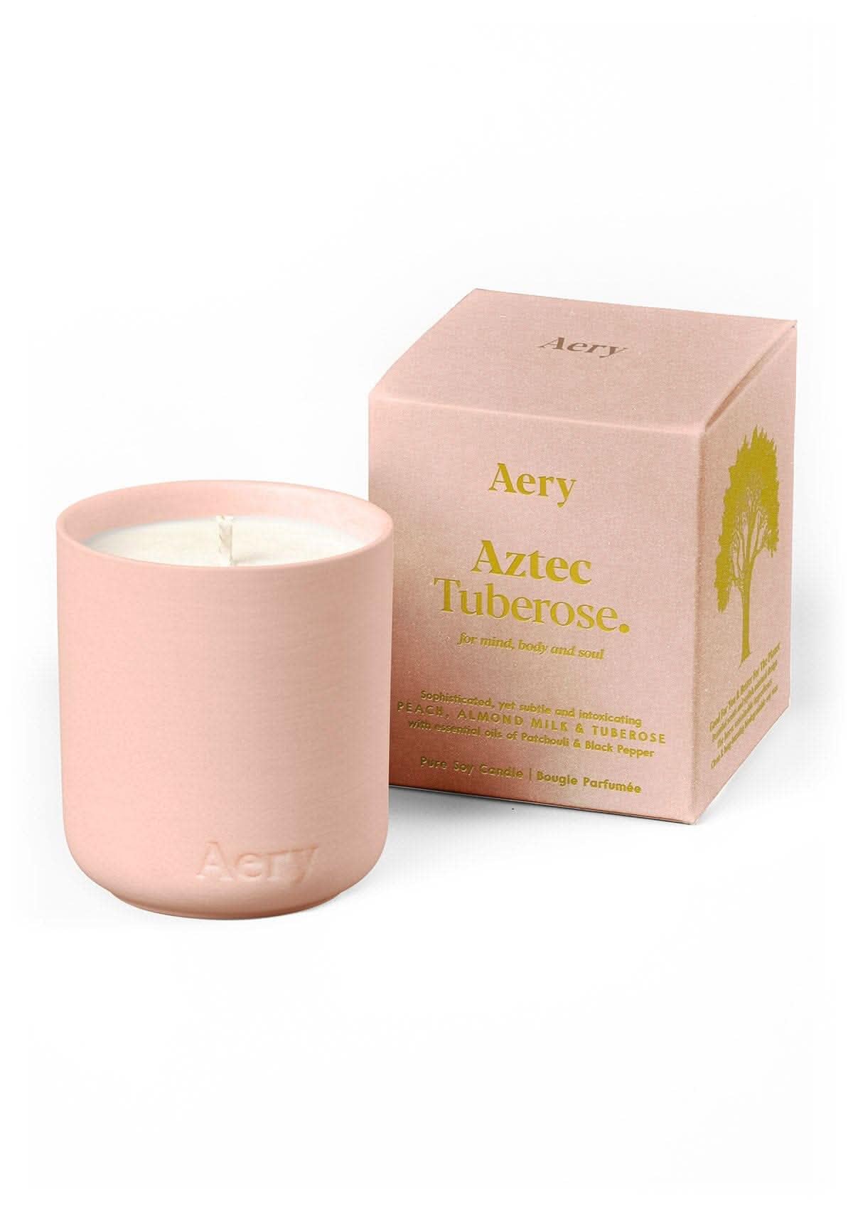 Aery White Mini Aztec Tuberose Candle By Living