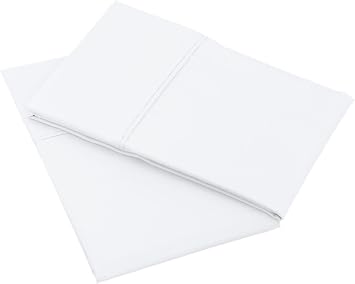 Amazon Basics 400 Thread Count Soft 100% Cotton Pillow Cases, Wrinkle Resistant, Sateen Weave, King Size, 40 x 20, Machine Washable, White, Set of 2, Pillows Not Included