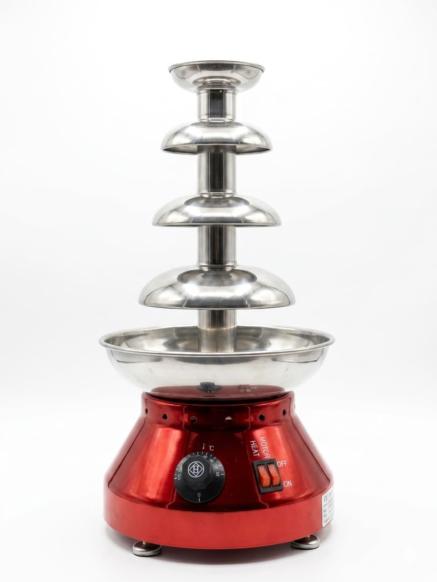 Electric Chocolate Fountain Machine with Stainless Steel Tower | 5-Tier Chocolate Fountain | Motor & Heating Control for Parties, Hotels, Catering & Events-image-49
