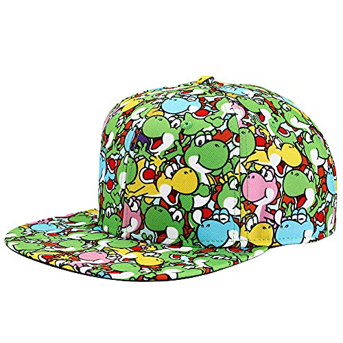 Super Mario Brothers Yoshi All Over Print Snapback Cap For Mens Blue #TOP1