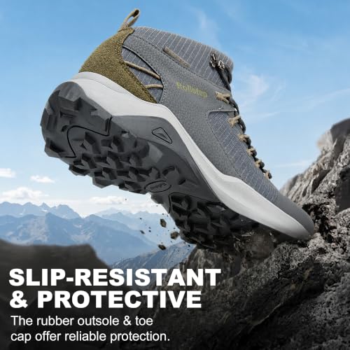 Image of Mens Waterproof Hiking Boots Outdoor Lightweight Work Ankle Boots All-Terrain Trekking Hiking Shoes US 7.5-12