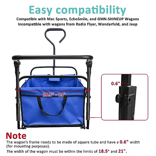 Universal Folding Wagon Push Handle, Adjustable Spare Part for Camping, Shopping and Garden Carts - Compatible with Square Metal Frame Half-Folded Wagon, Not Including Wagon