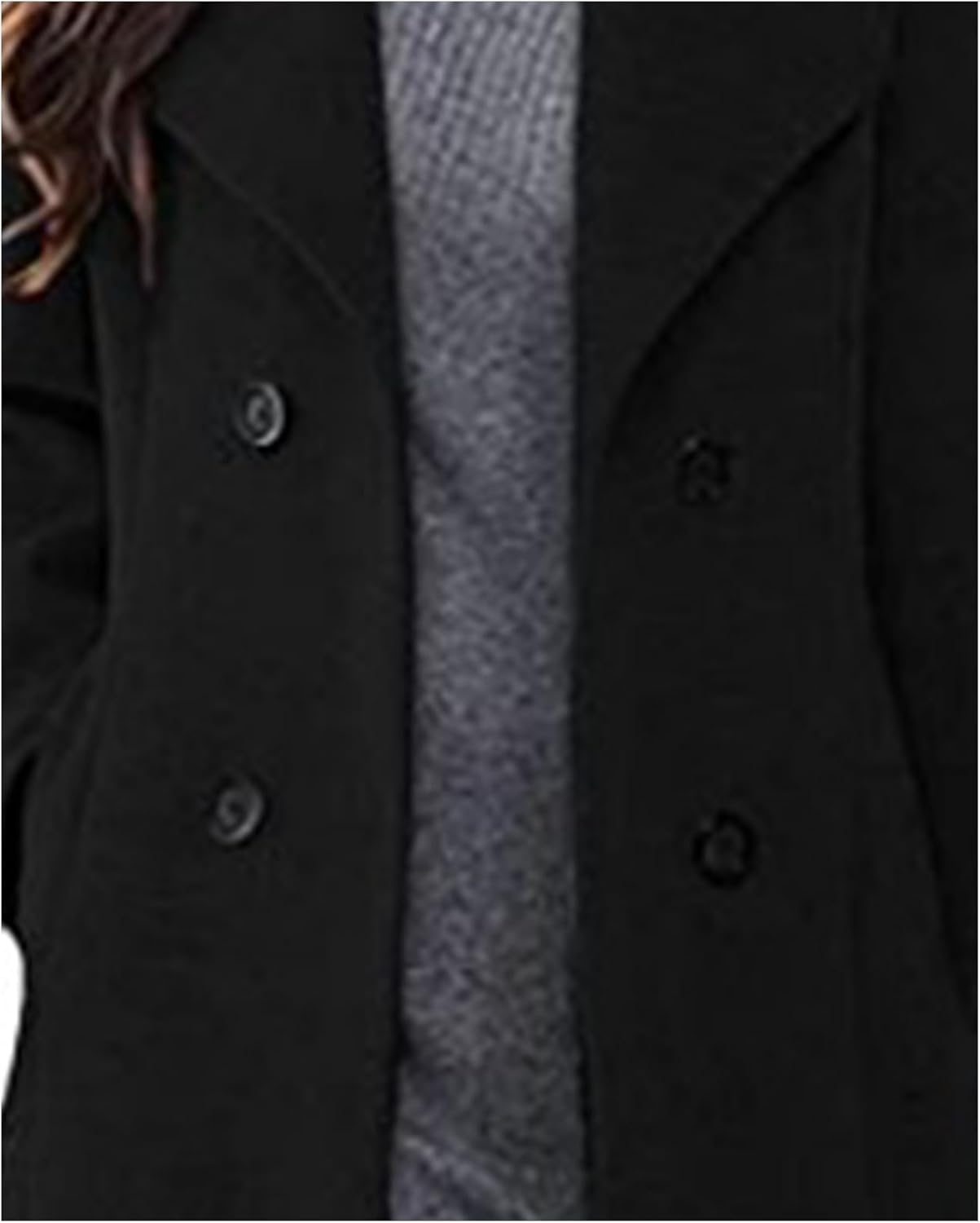 Sexyshine Women's Winter Double Breasted Maxi Pea Coat Long Sleeve Shawl Collar Long Warm Wool Work Trench Coat - Image 3