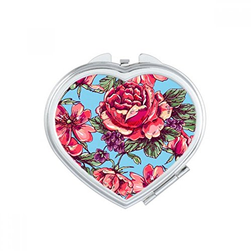 Miroir de poche compact motif plante rouge et cœur DIYthinker