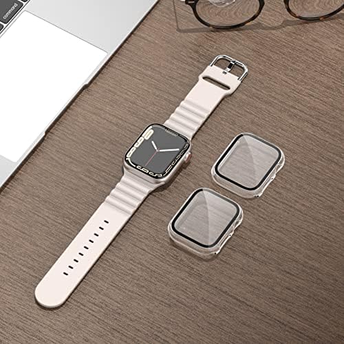 ZEBRE Screen Protector Compatible with Apple Watch Series 8/Series 7 45mm, 2Pack Full Coverage PC Case Tempered Glass Screen Protector Case Compatible with iWatch Series 8/Series 7 45mm