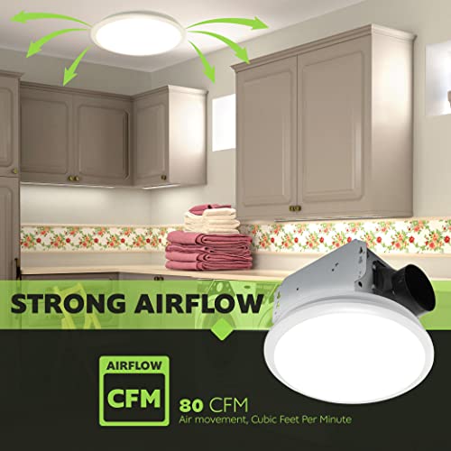 Homewerks Worldwide 7141-80 Bathroom Fan Integrated Led Light Ceiling Mount Exhaust Ventilation 1.1 Sones 80 Cfm thumb #5