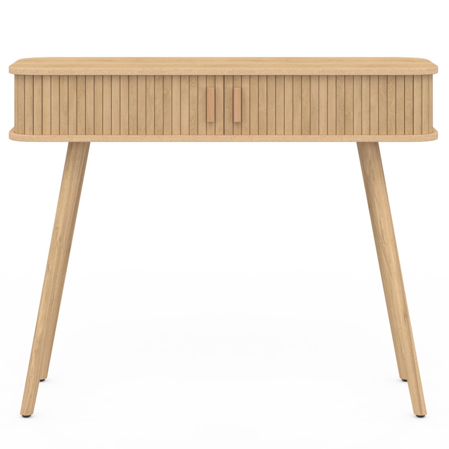 IDMarket - Console 2 Portes coulissantes Romie Lattes tasseau Bois Coloris chêne