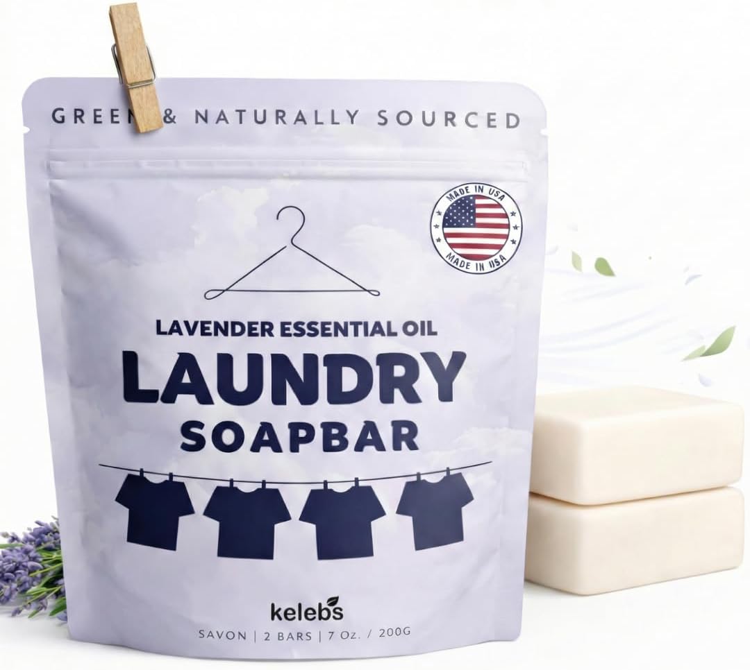 Organic Laundry Soap Bar with Lavender for Sensitive Skin - Delicate Stain Remover Clothes, Underwear, Collar - 3 PCS