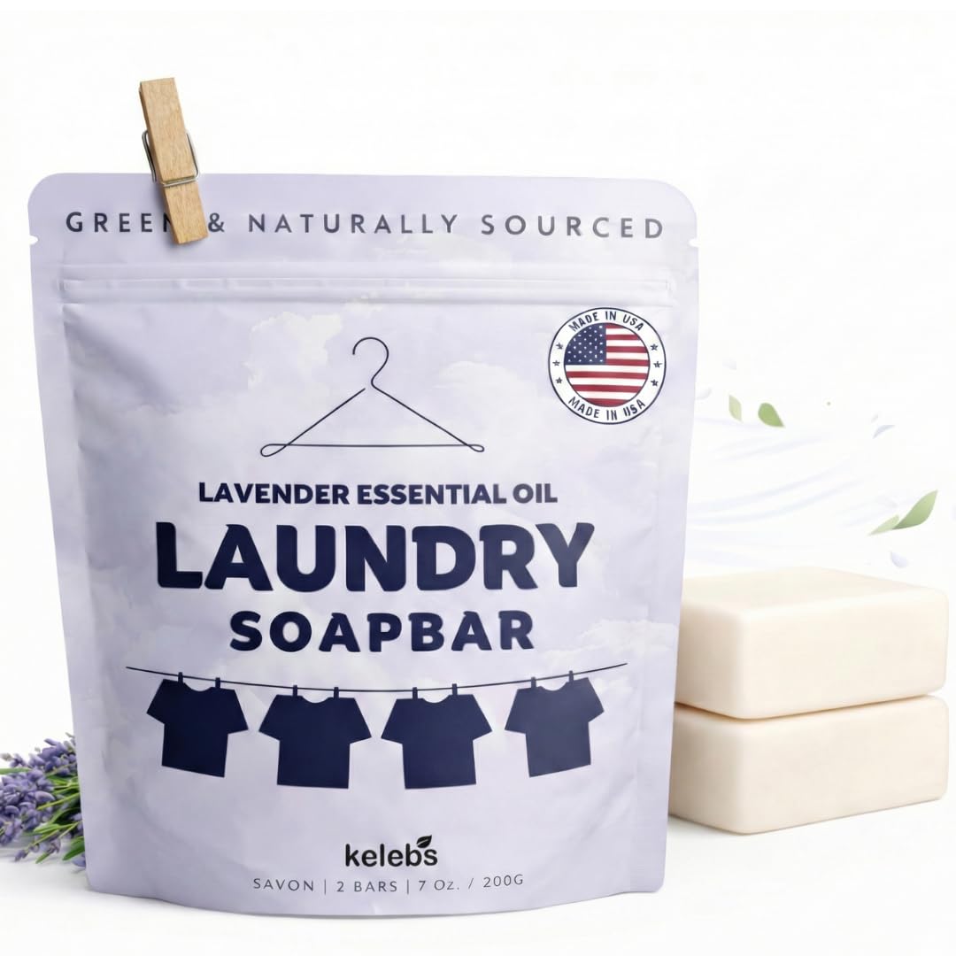 Organic Laundry Soap Bar with Lavender for Sensitive Skin - Delicate Stain Remover Clothes, Underwear, Collar - 3 PCS