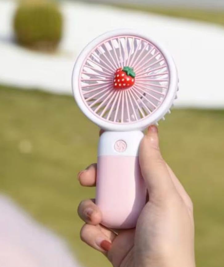 Image of MIRADH Mini Handheld Fan (Upto 6 Hours Running) Rechargeable 2000 Mah Battery Operated Portable Fan, Desk Fan, Carry It Anywhere (Pink)
