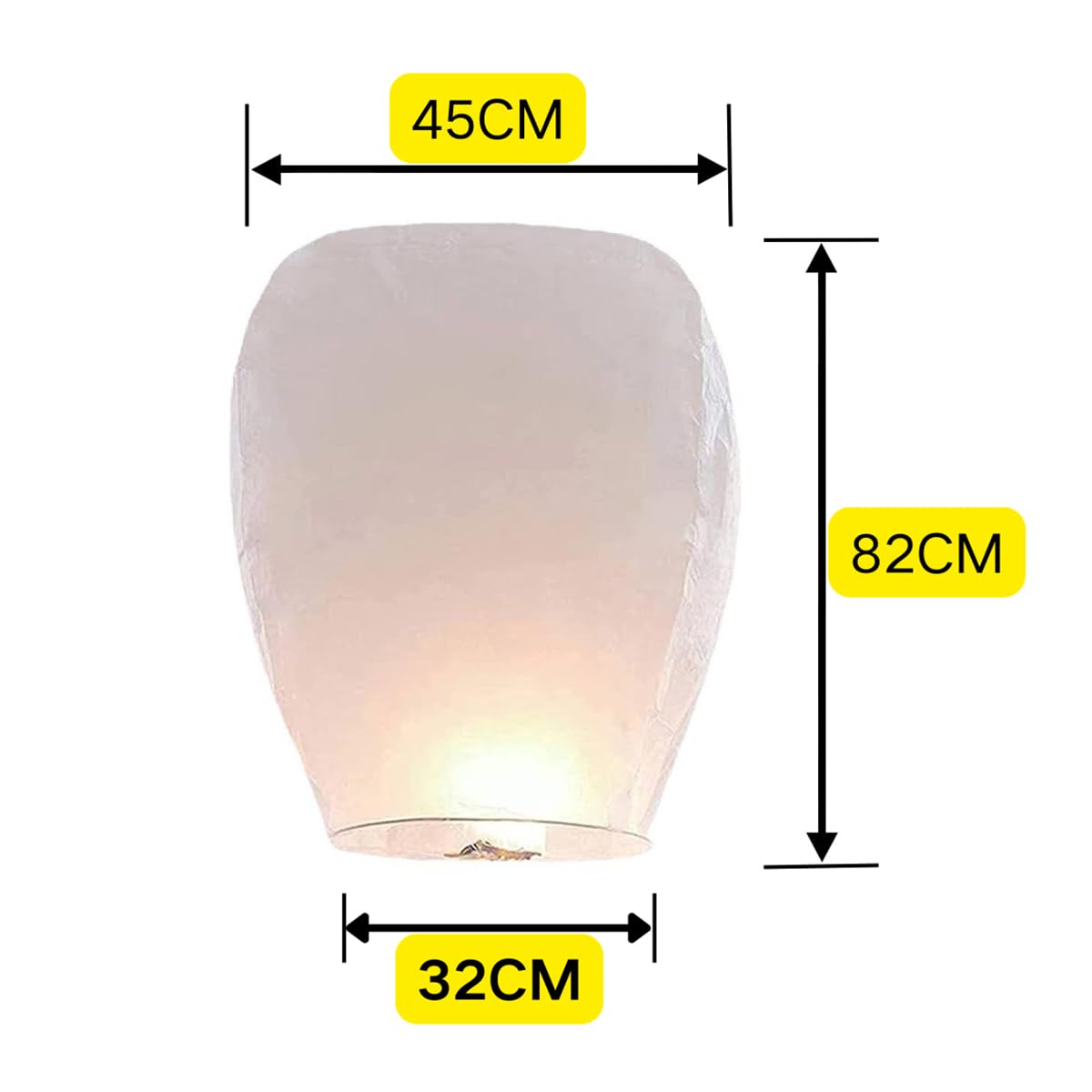 10/20 pezzi Lanterne volanti cinesi del cielo uso festivo esprimere un desiderio biodegradabile (20PZ BIANCO)