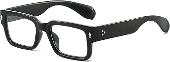 PORADAY Rectangle Glasses for Women Men Blue Light Glasses Black Square Eyeglasses