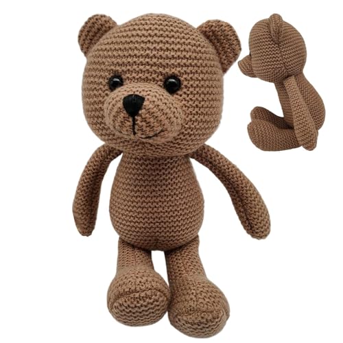 Genérico oso de punto | Juguete de ganchillo de 25 cm, Animal de dibujos animados de punto para bebé, Amigos | Juguete para dormir, Ornamento de visualización en casa | Oso de peluche, decoración