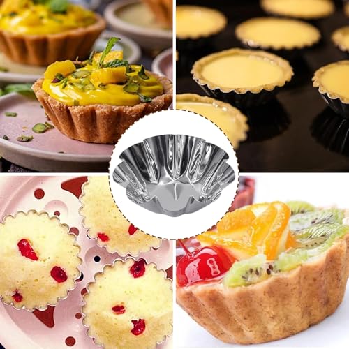 GYSRXS 30 sztuk mini foremek do tarty ze stali nierdzewnej, wielokrotnego użytku, do puddingu, ciasta, ciasteczek, muffinek (srebrne)