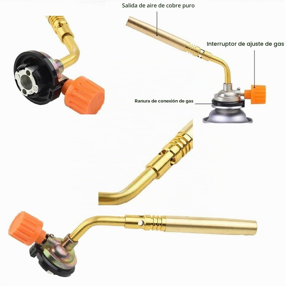SMHLINE® Quemador de gas incl. 4x cartuchos de gas 227g soplete quemador multiusos quemador Bunsen 1371°C soplete de soldar 1760W dispositivo flameador malas hierbas dispositivo quemador soplete de