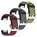 For Fitbit Charge 2 Bands, SKYLET 3 Pack Breathable Silicone Replacement Bands for Fitbit Charge 2 with Secure Watch Clasp (No Tracker)[Large, 3PC: Black-Red&Black-Grey&Black-Green]