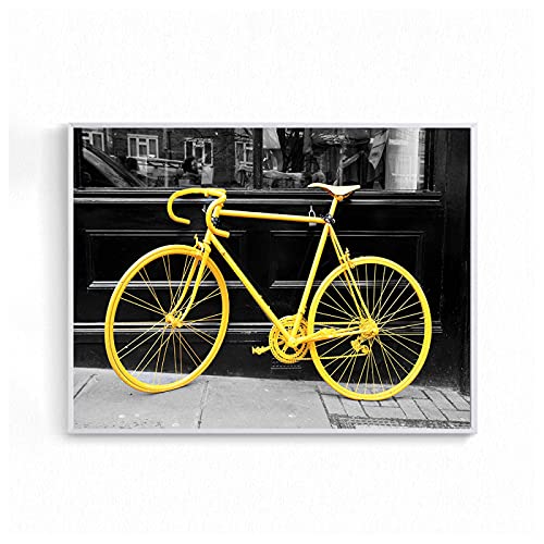 Peinture sur toile noir blanc vélo de style nordique pour une décoration murale raffinée
