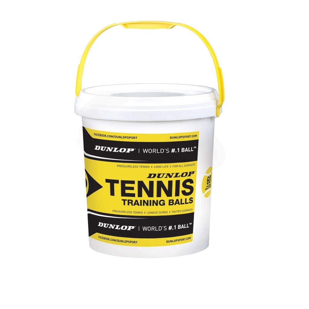 DUNLOP Training Tennis Balls, 60 Balls, Pressure-free, Highly Durable Felt, Two-tone (Yellow and White), Ideal for Tennis Schools and Internships