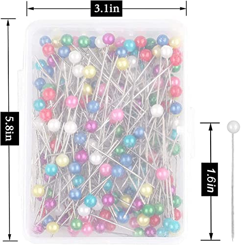 image for Phinus 600 PCS Straight Pins 1.6 in, Pearlized Ball Head Sewing Pins, 