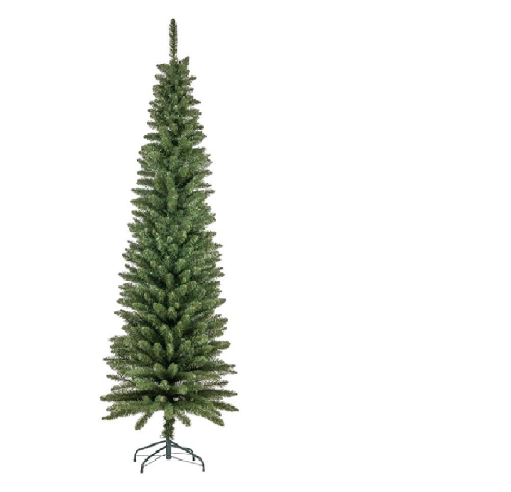 Albero di natale slim verde ALBERELLO alto 180 cm folto pieno con 346 cime salvaspazio ignifugo rapida apertura ad ombrello piede in metallo