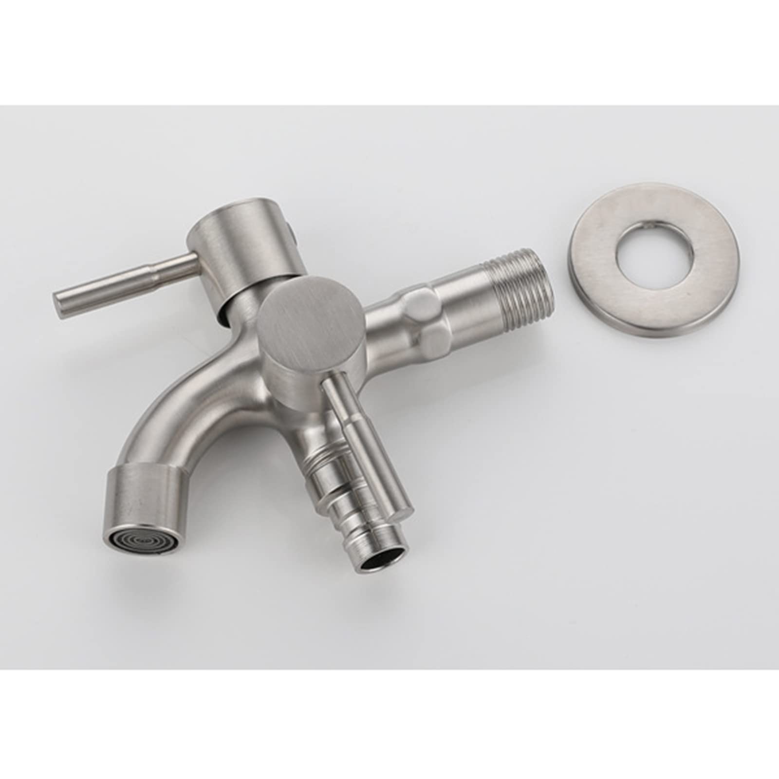 TTDGYYXW Grifo Exterior Lavadora Grifo Doble uno en Dos Salidas Acero Inoxidable Lavadora Grifo Doble Uso Montado en la Pared Balcón Fregona Fregadero Grifo para Jardines