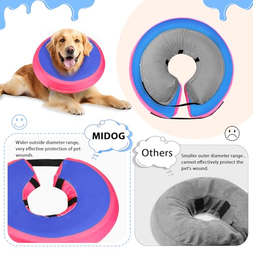 Image of MIDOG Inflatable Dog Cone, Donut Recovery Collar After Surgery, Large+