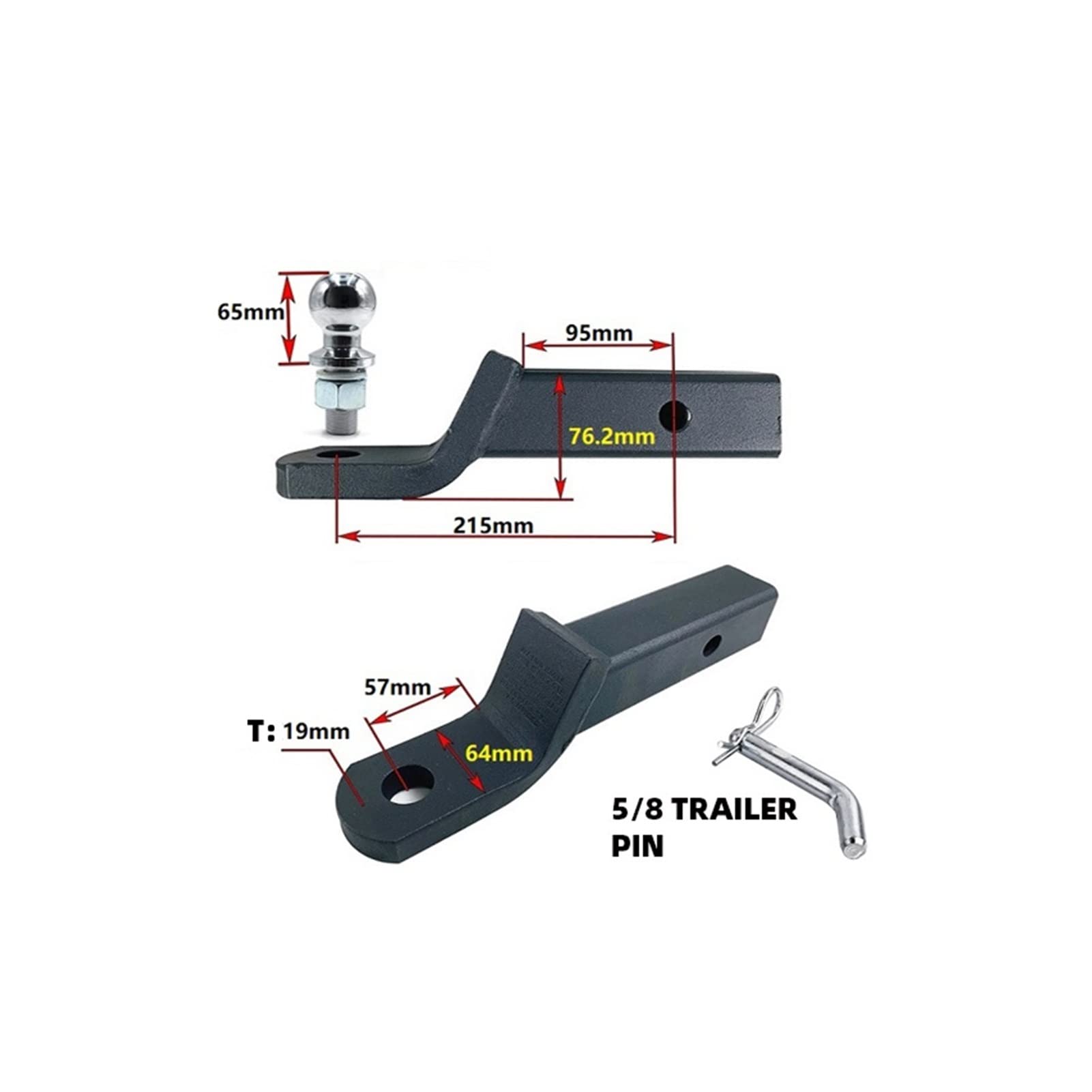 Uchwyt kulowy przyczepy, Tow Hitch Ball Mount 3inch Drop With 50mm And 2inch Balls Pin(With 2inch ball)