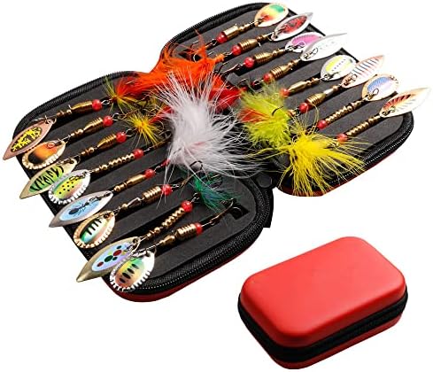 Spinner Baits,Rooster Tail Fishing Lures,Fishing Lures for Freshwater,Fishing Spoon,16PCS Trout Lures,Bass Lures,Spinners Fishing Lure,Hard Metal Spinner Baits kit with Carry Bag