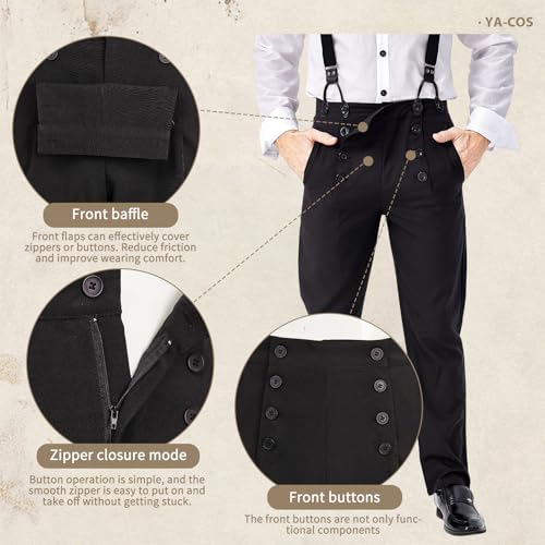Ya-cos Men Steampunk Pants Classic Victorian Pants Adult Vintage Gothic Trousers Cosplay Costume by Ya-cos - Image 3