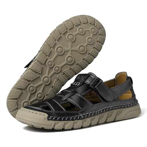 Men Closed Toe Casual Sandals - Lightweight Leather Sandals Breathable Walking Shoes For Daily or Outdoor Travel4