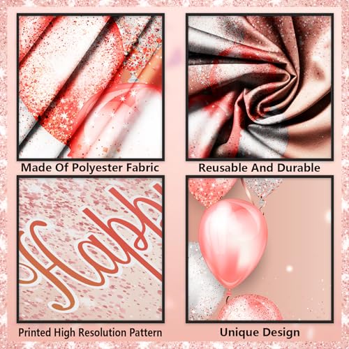 Image of Happy 68th Birthday Rose Gold Banner Cheers to 68 Years Old Backdrop Confetti Balloons Theme Decor for Women 68 Years Old Pink Birthday Party Decorations Bday Supplies Background Favors Gift Glitter