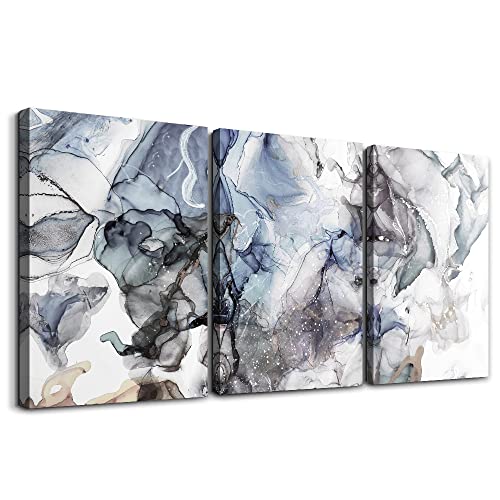 TTHYUEWS Canvas Art - 3 Piece Abstract Wall Art, 12x16 inches Each, Modern Home Decor, Kitchen, Bathroom, Living Room, Office Wall Decorations, Ink Paintings, Ready to Hang