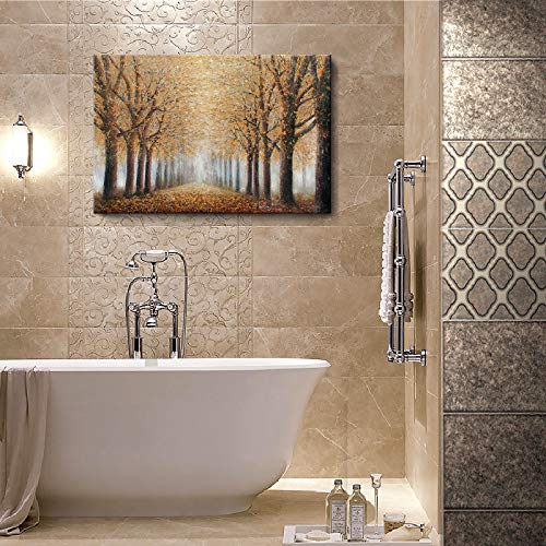 Tree Wall Art For Living Room Hand-Painted Forest Oil Painting Framed Yellow Grove Artwork Autumn Landscape Canvas Print For Living Room Bedroom Home Decorations Wall Decor Large 36"X24" #TOP3