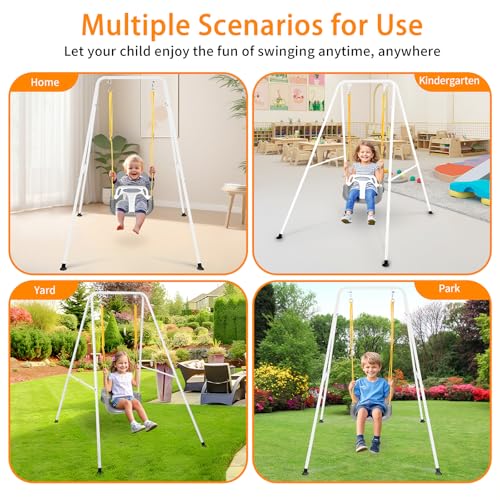 Image of 4 in 1 Toddler Swing Set & Baby Jumper, Foldable Swing Set for Backyard