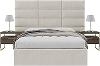 Vista 123 de Vänt - Paneles tapizados de cabecera para montar en la pared, diseño Elizabeth, 120 x 46 pulgadas, configuración de 16 paneles individuales