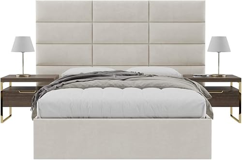 Miniatura 127 de Vänt - Paneles tapizados de cabecera para montar en la pared, diseño Isabelle, 60 x 23 pulgadas, configuración de 4 paneles individuales,