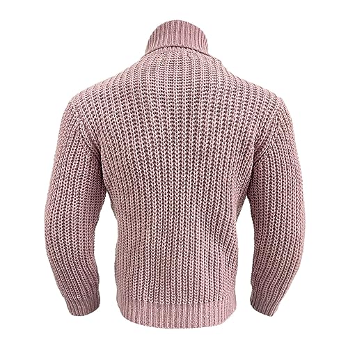 Mens Turtleneck Sweaters Long Sleeve Cable Knitted Textured Sweater Pullover Soft Casual Winter Top2