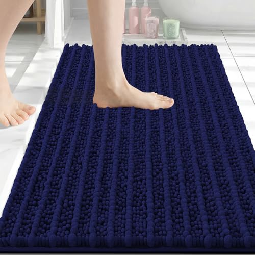 Image of Arotive Luxury Bathroom Rugs 34x21, Extra Soft Thick Absorbent Shaggy Chenille Bath Rugs, Machine Wash Dry, Bath Mats for Bathroom Floor, Tub and Shower, Home Decor Accessories, Navy