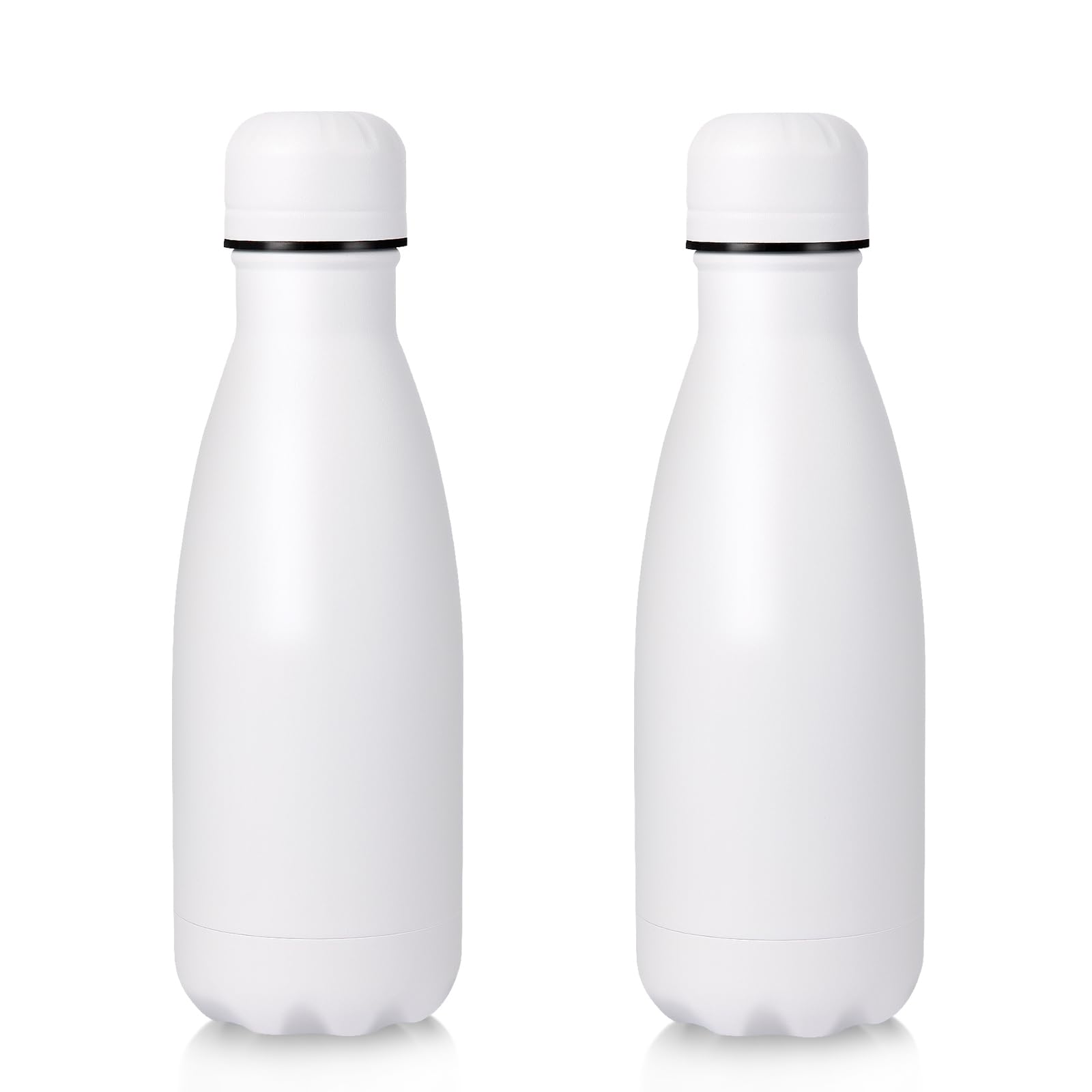 Volhoply 350ml/12oz Small Water Bottle Stainless Steel, BPA Free Insulated Water Bottles, Double Wall Cola Shape Flask, Keeps Cold 24 Hours and Hot 12 Hours for Kids Handbag (White,2)