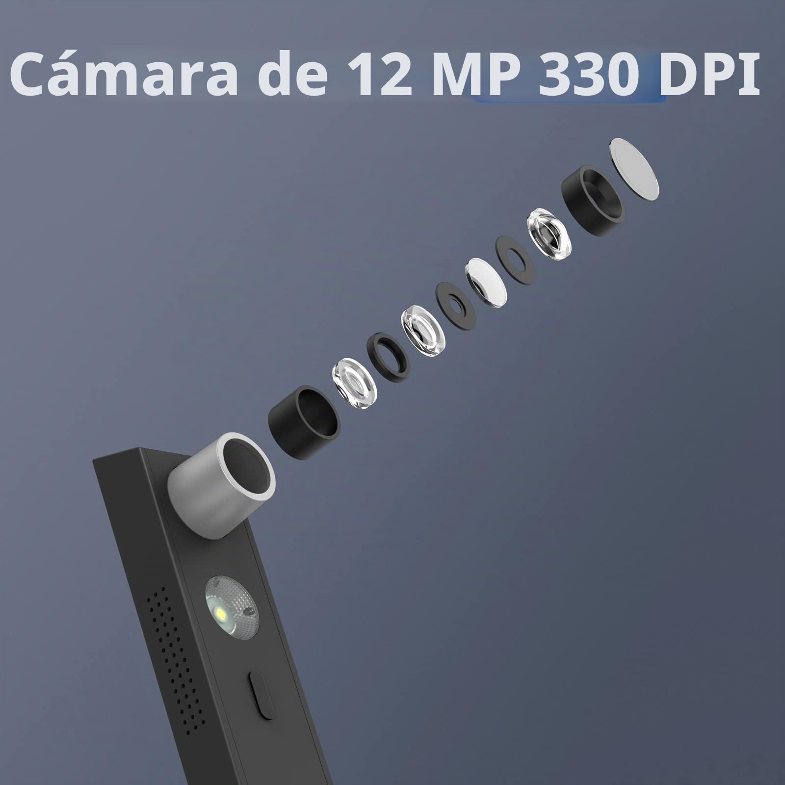 CZUR Lens 1200 Pro Escáner de Documentos Compacto, 12MP Scanner Portátil, 330 PPP, 60 PPM Cámara de Documentos, USB 2.0, Escaneo Rápido para Tamaño A4, Compatible con Windows y macOS