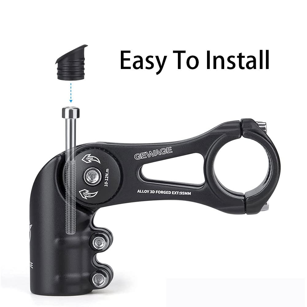 GEWAGE Attacco regolabile per mountain bike / bici da corsa/BMX – Rialzo manubrio (da -130° a +90°), 75/95/130mm, compatibile 31,8 mm, lega di alluminio 3D forgiata, ideale per sport e passeggiate