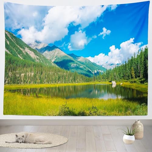 Tenture murale montagnes et lacs grand format pour creer un salon cosy et relaxant
