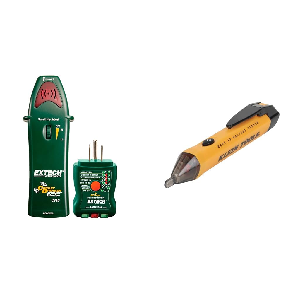 Extech Circuit Breaker Finder Locates Breakers, Tests Receptacles, Klein Voltage Tester Pen Detects 50-1000V AC