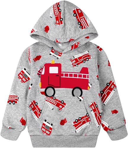 Image of Akyzic Baby Boys Dinosaurs Hoodie Boys Shark Pullover with Pocket Kids Truck Warm Sweatshirt Sweater